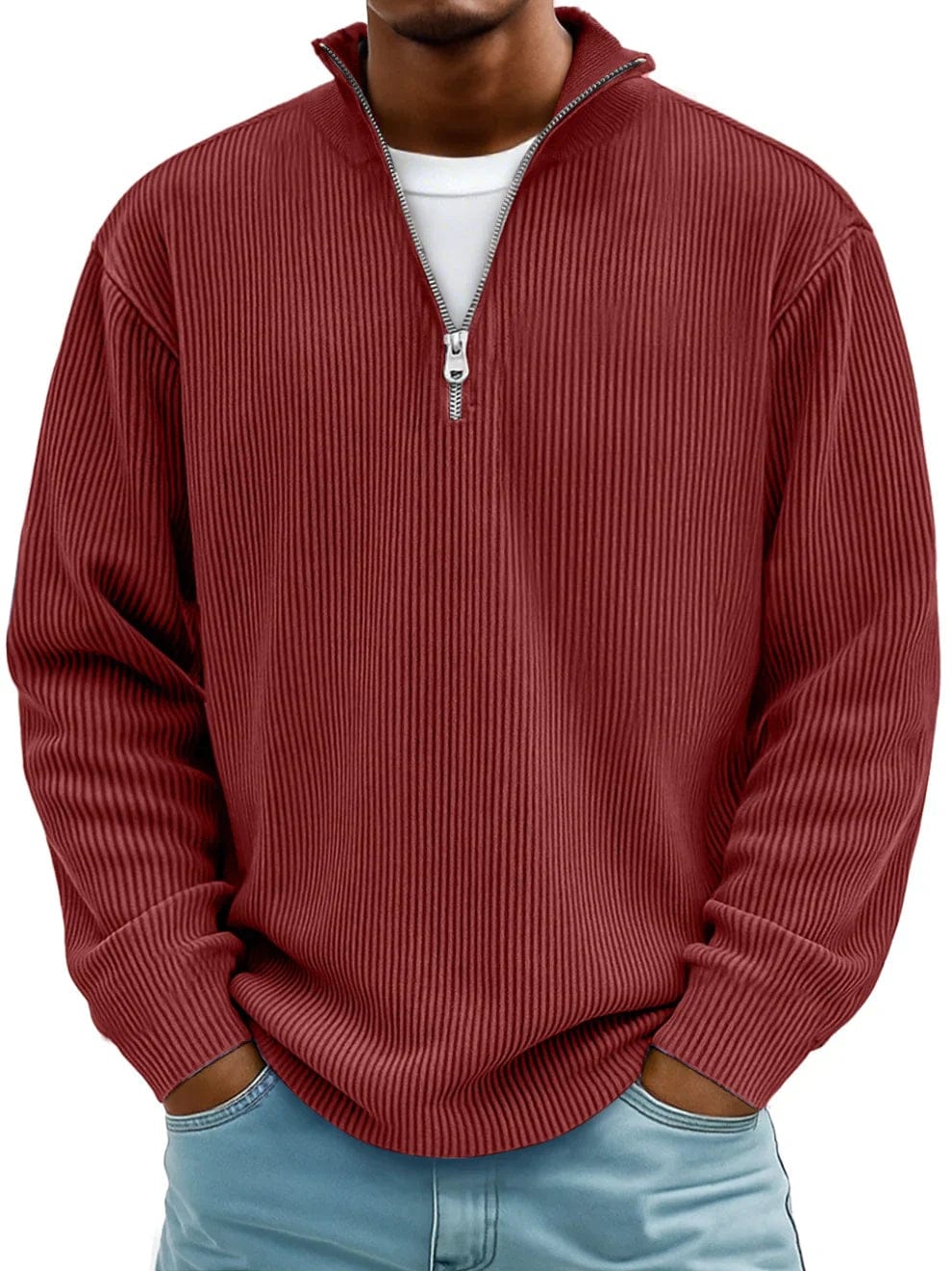 Celio Geribde Halfzip Trui