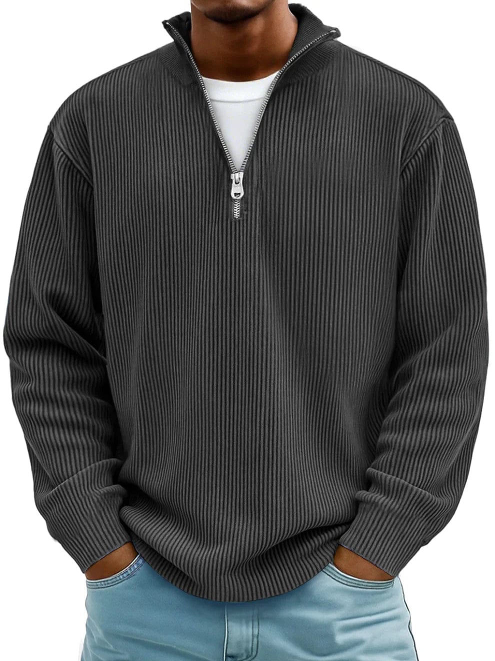 Celio Geribde Halfzip Trui