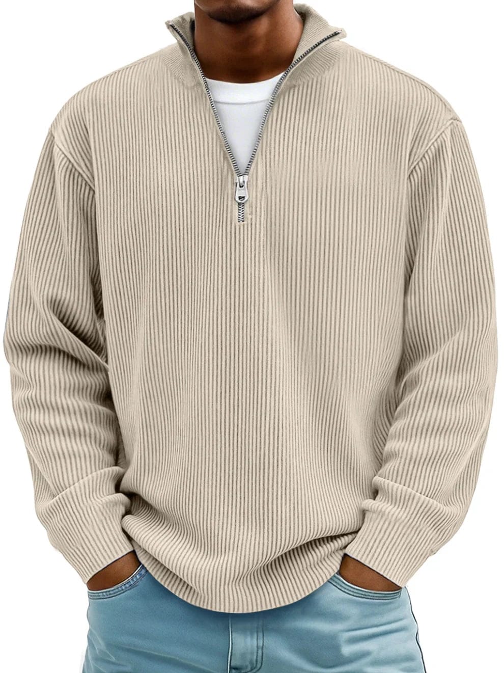 Celio Geribde Halfzip Trui