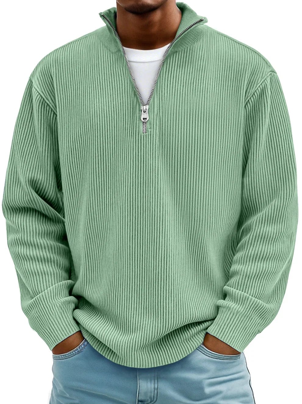 Celio Geribde Halfzip Trui
