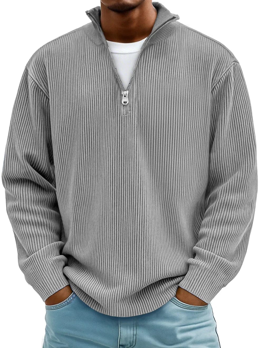 Celio Geribde Halfzip Trui