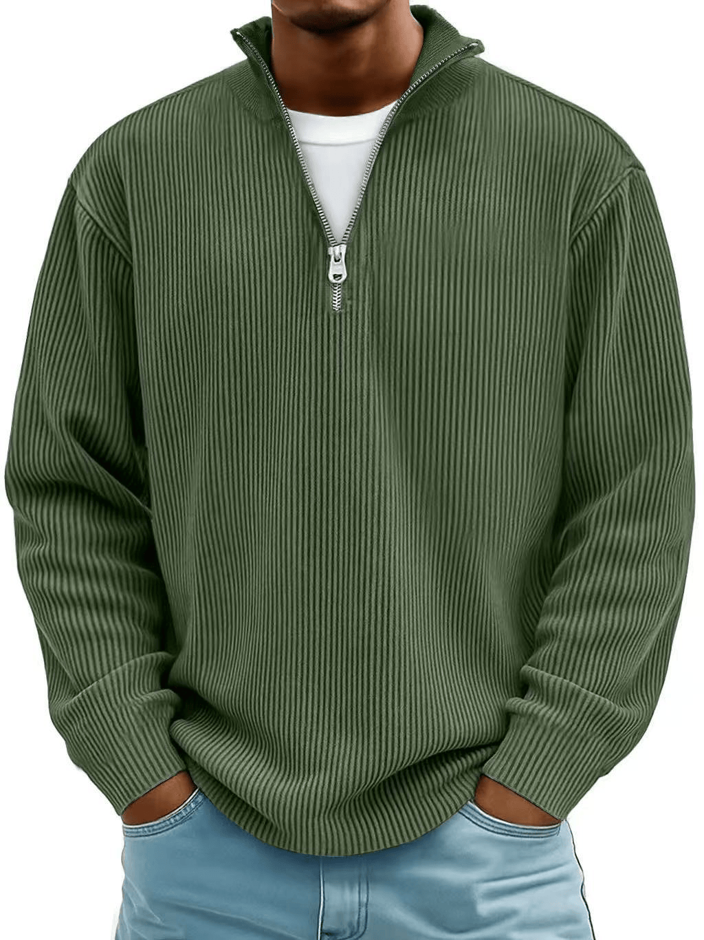 Celio Geribde Halfzip Trui