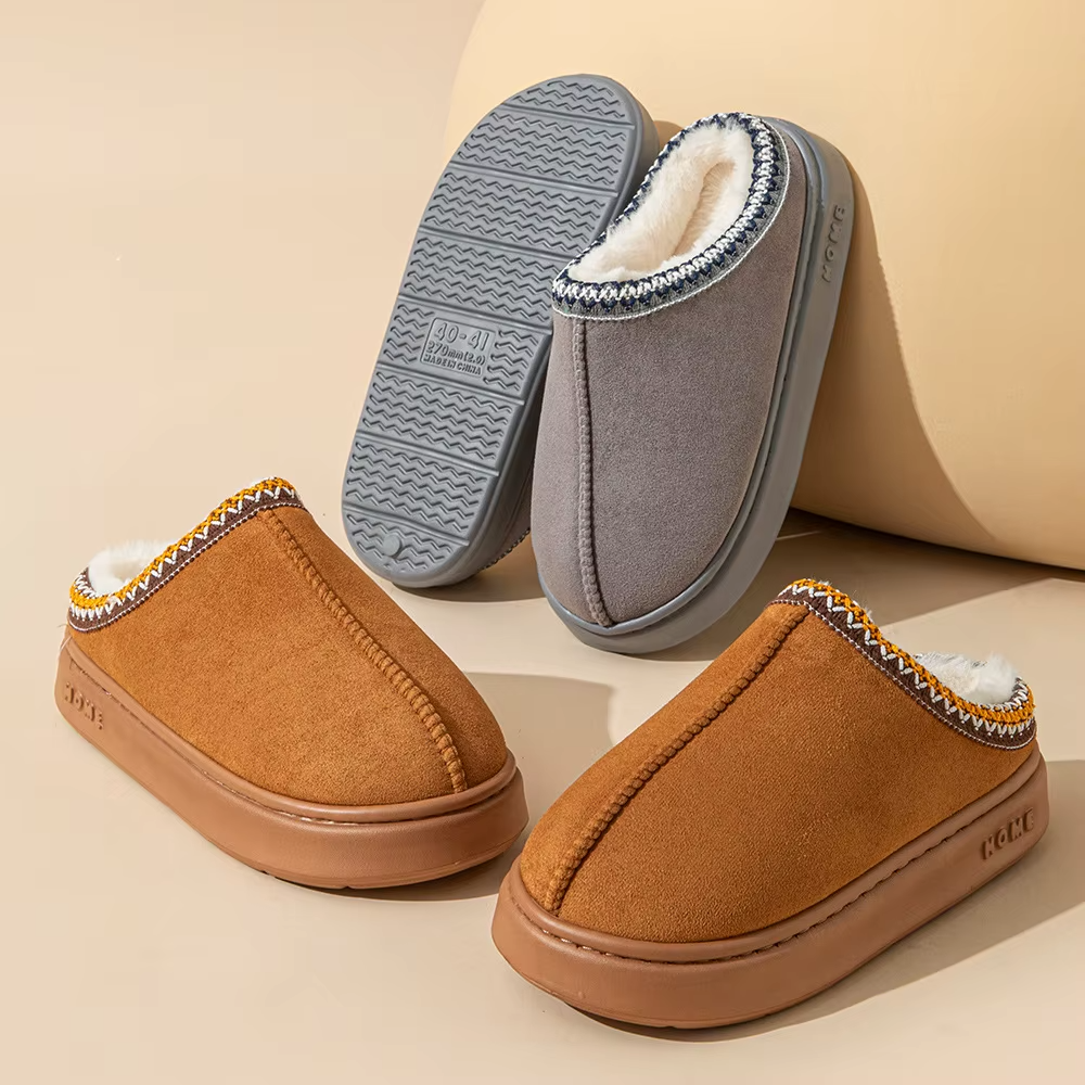 Gino Suède Pantoffels met Pluche Voering