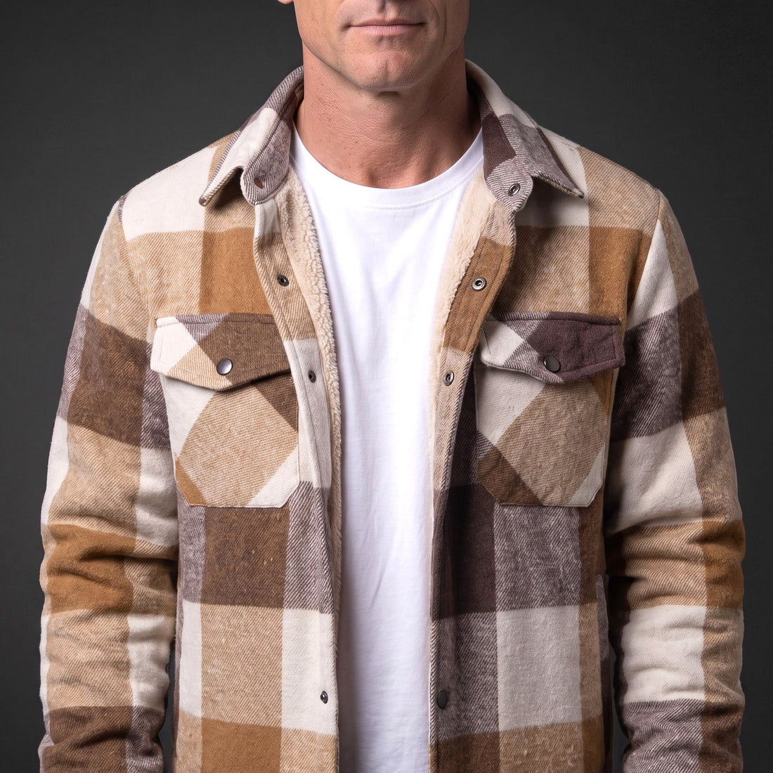 Fulvio Geruite Overshirt met Sherpavoering