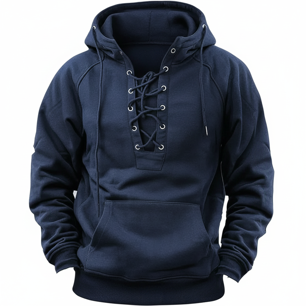 Leone Fleece Hoodie met Vetersluiting