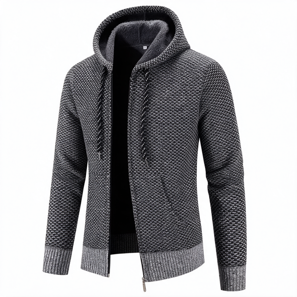 Orazio Gebreide Rits Hoodie - Donkergrijs