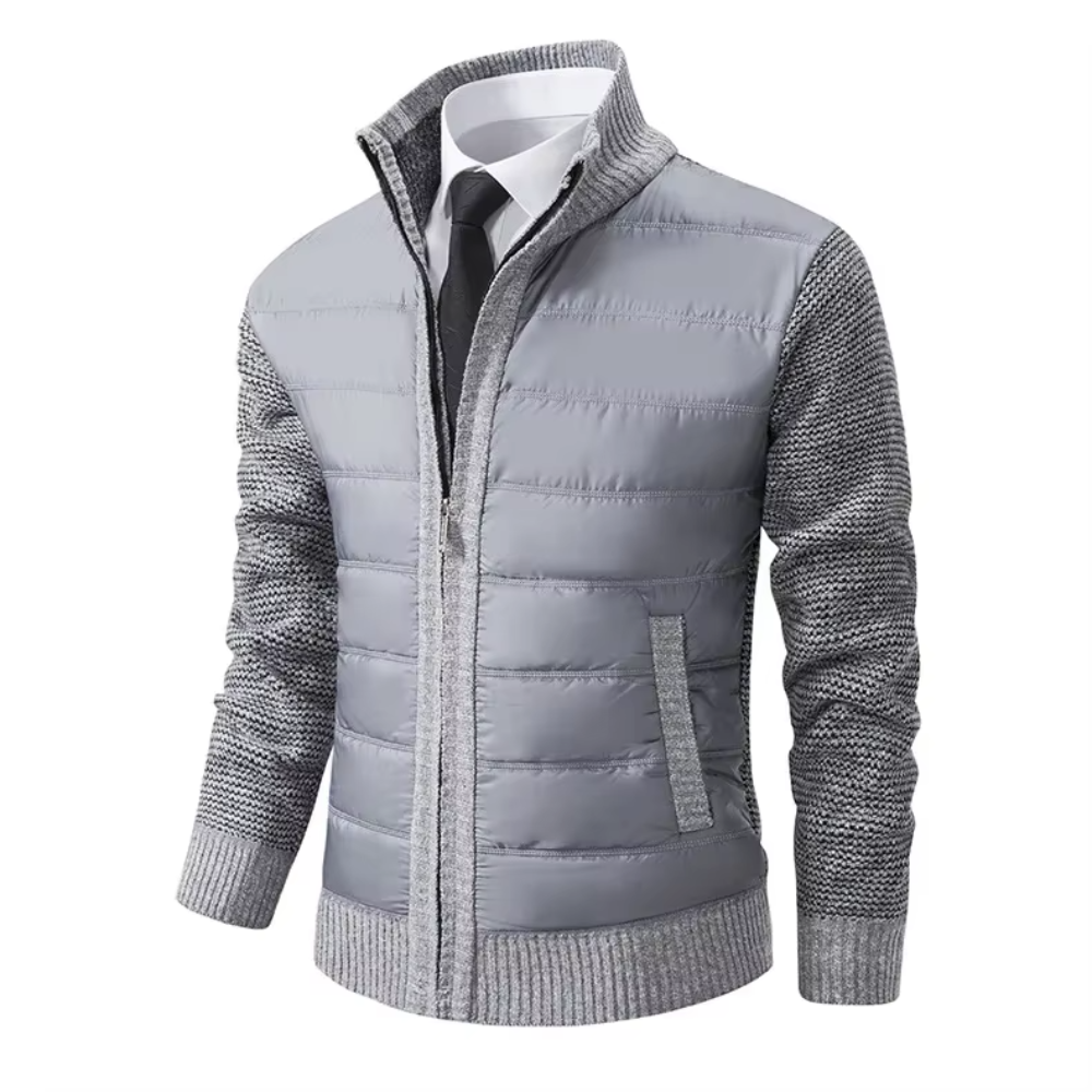 Benedetto Gebreid Gewatteerd Vest - Lichtgrijs