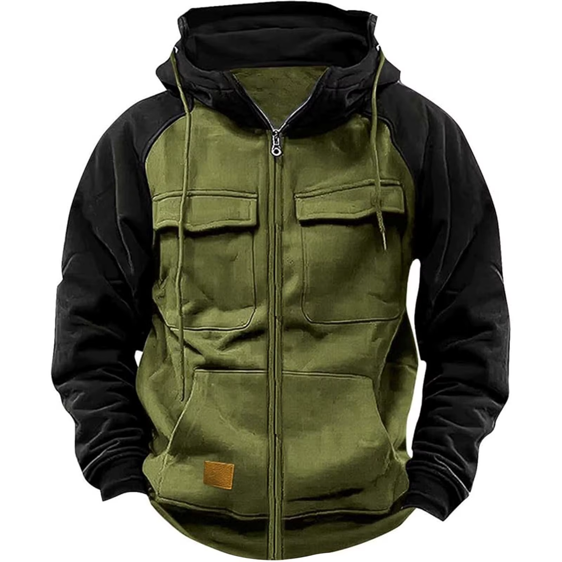 Gianluca Kleurblok Hoodie met Capuchon - Zwart/Groen