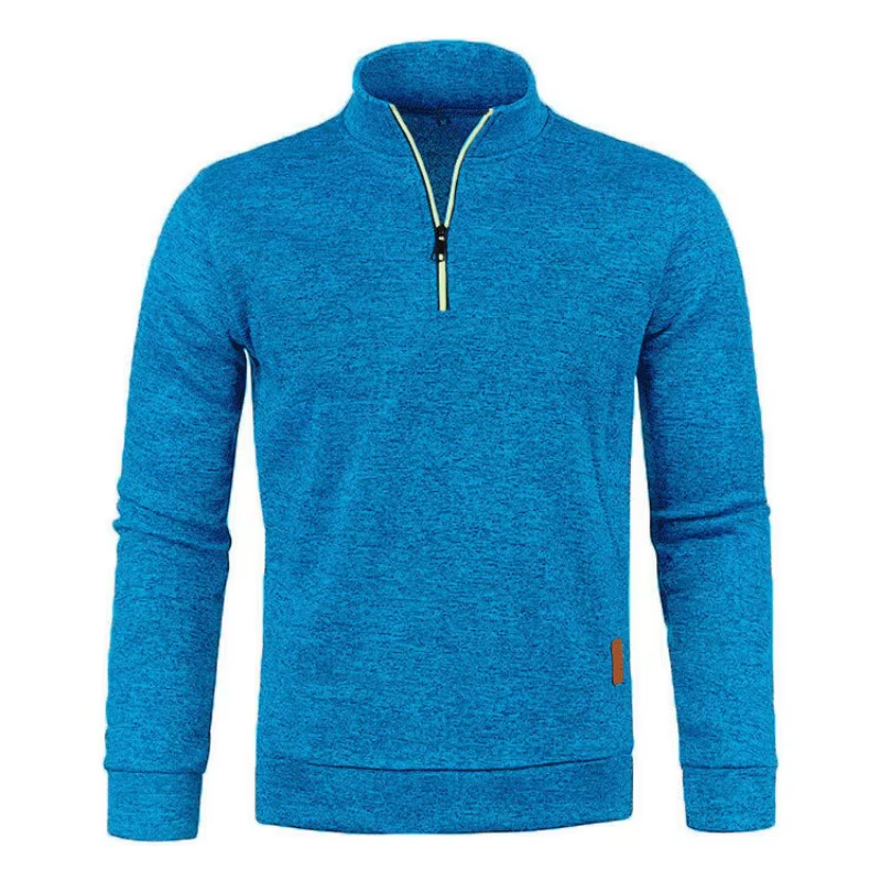 Guido Gemêleerde Halfzip Sweater - Zeeblauw