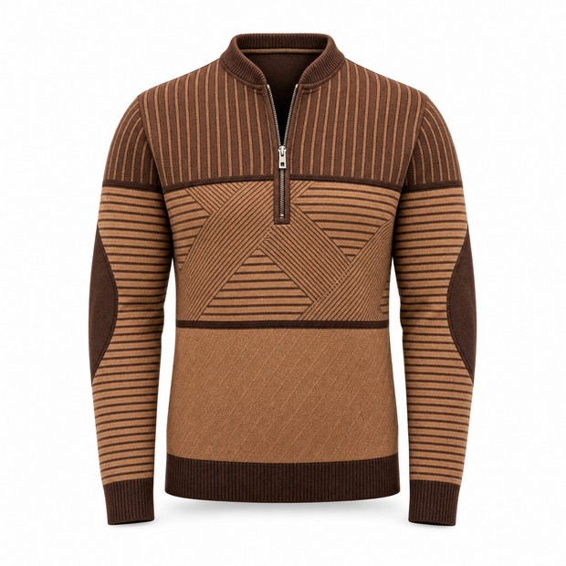 Domenico Blokpatroon Halfzip Trui