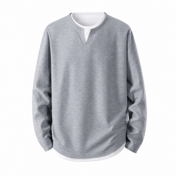 Luca Wafelgebreide Henleyshirt