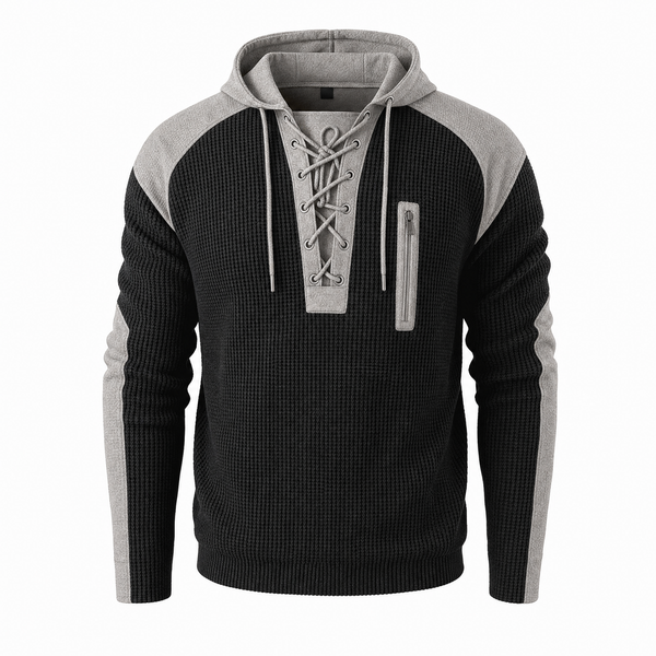 Pietro Wafelgebreide Hoodie met Veters
