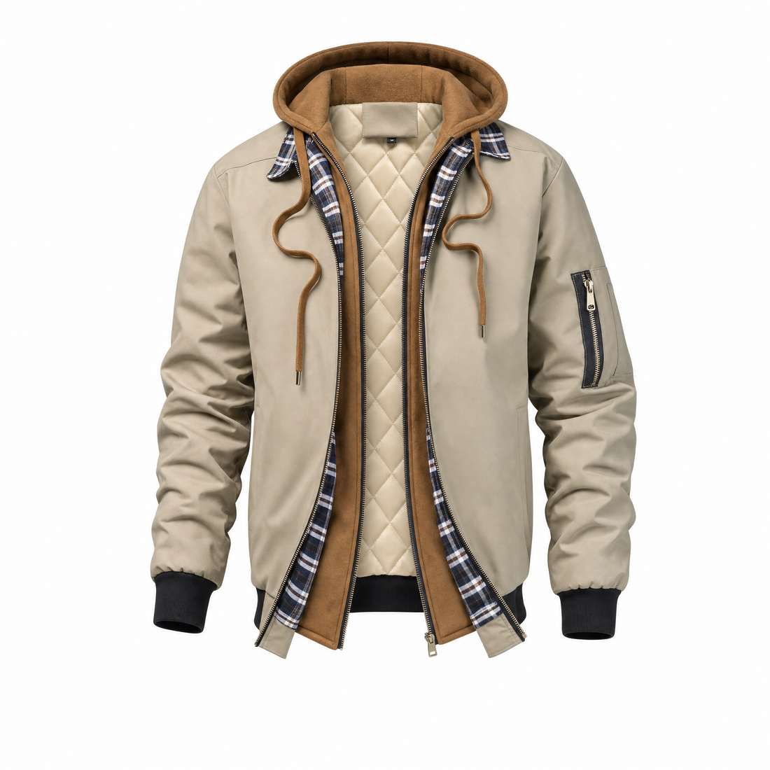 Federico Katoenen Bomberjack met Fleece Capuchon
