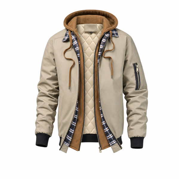 Federico Katoenen Bomberjack met Fleece Capuchon