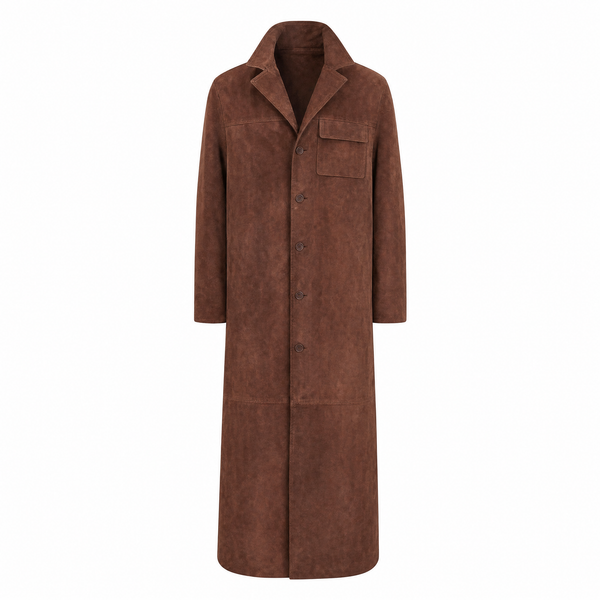 Mauro Leren Lange Trenchcoat