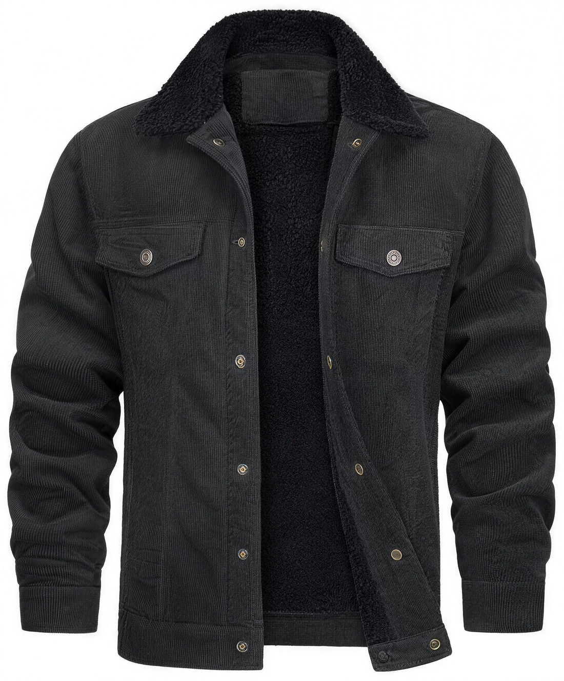 Oscar Ribfluwelen Truckerjack met Teddyvoering – Zwart