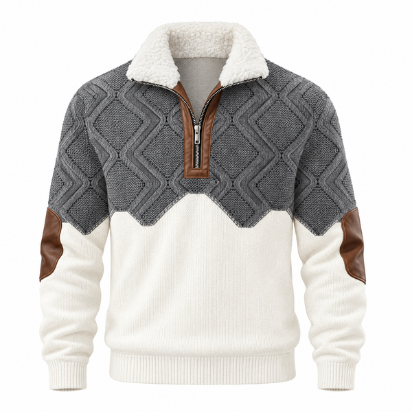 Alfonso Gebreide Halfzip Trui met Fleecekraag