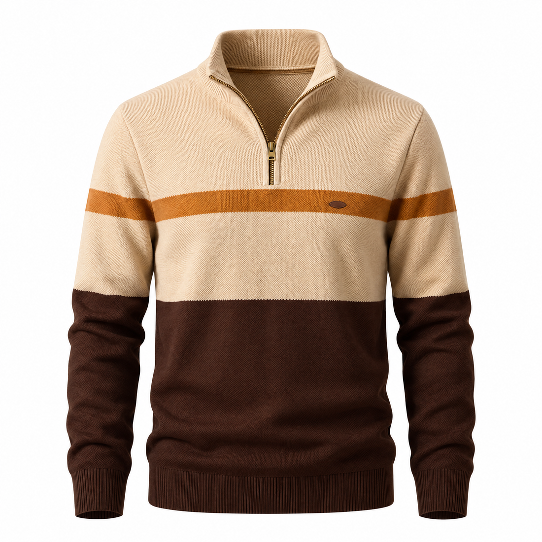 Fiorenzo Katoenen Halfzip Trui met Streep
