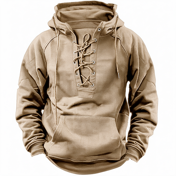 Leone Fleece Hoodie met Vetersluiting