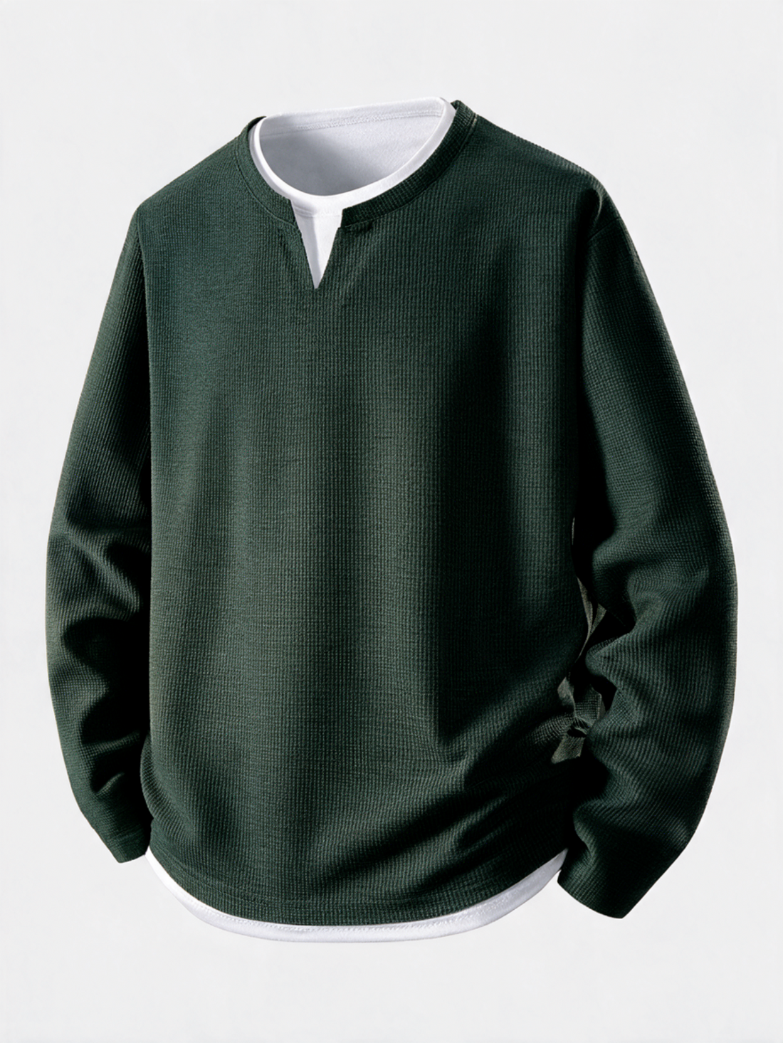 Luca Wafelgebreide Henleyshirt