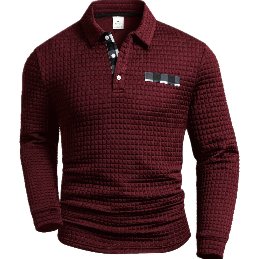 Franco Wafelgebreide Polo met Lange Mouwen